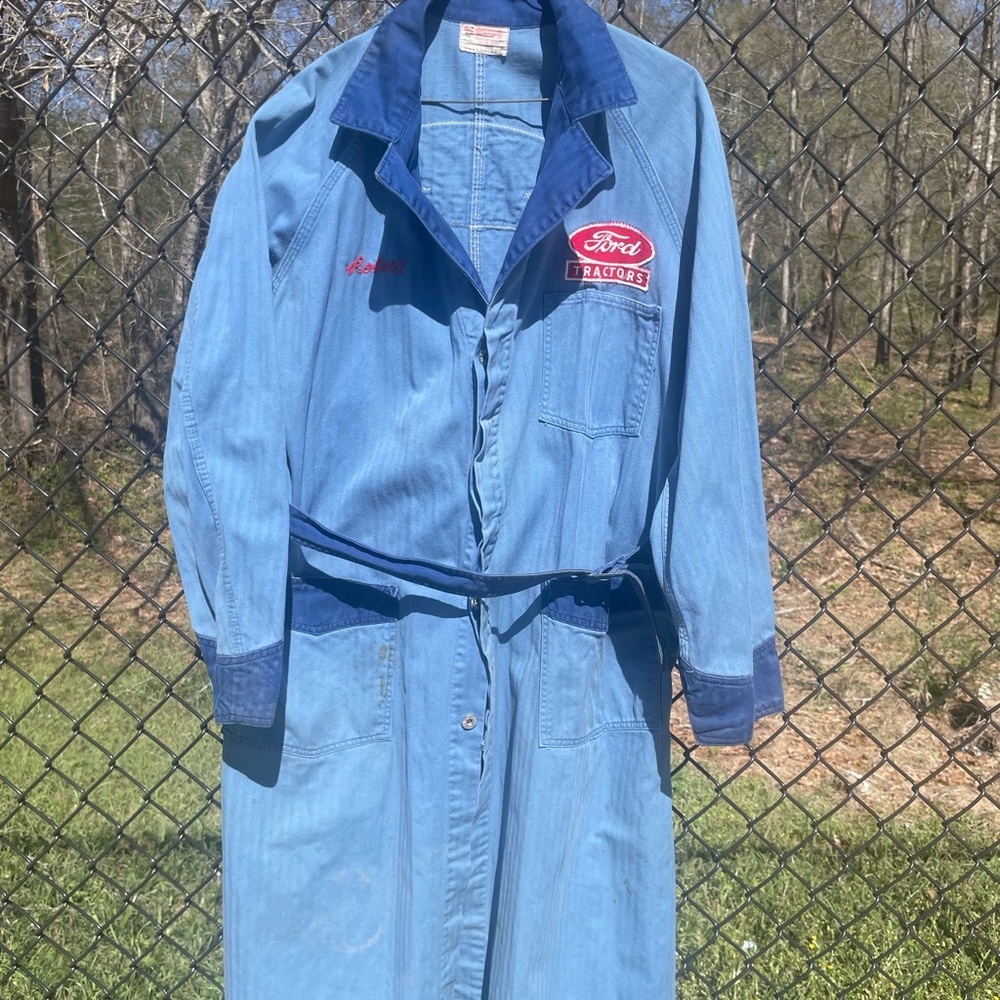 Vintage Men’s Ford Tractors Light Blue Work Coat Medium